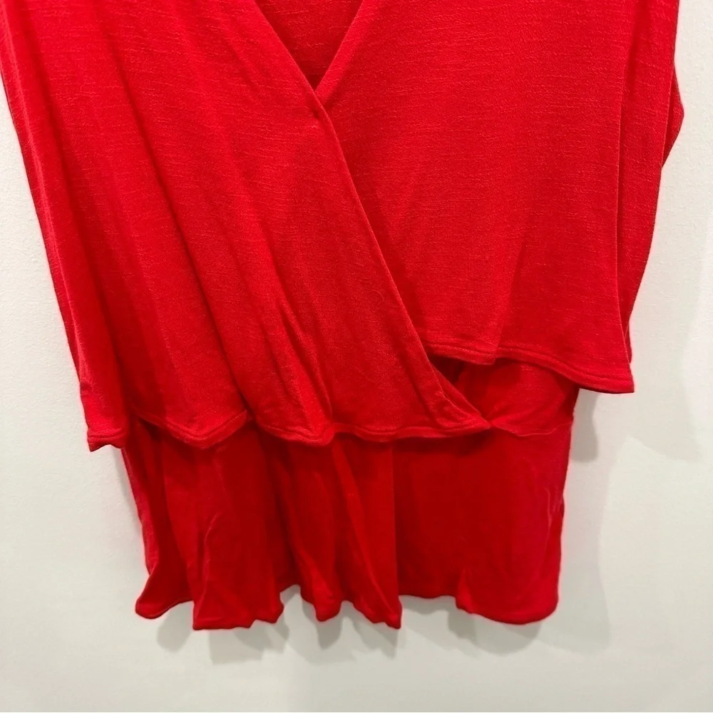 Anthropologie Deletta Red V Neck Faux Wrap Tank Blouse